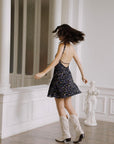 Lyra Dot Printed Silk Mini Dress|AZURIERA