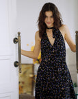 Lyra Dot Printed Silk Mini Dress|AZURIERA