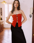 AZURIERA Riva Red Bandeau Top with Bow Cut-Out Details
