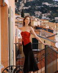 AZURIERA Riva Red Bandeau Top with Bow Cut-Out Details