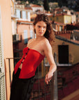 AZURIERA Riva Red Bandeau Top with Bow Cut-Out Details
