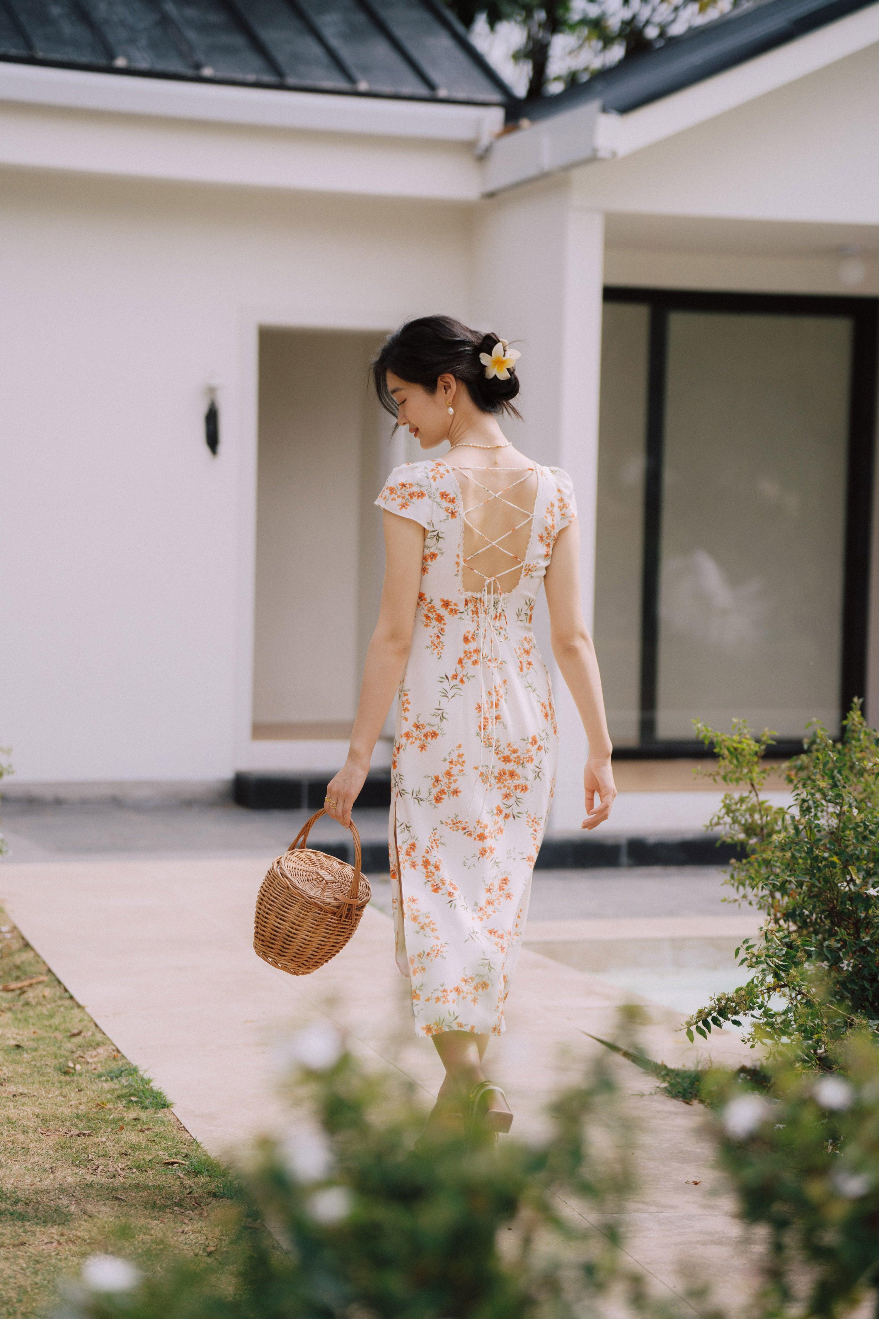 white christmas dresses Amara Satin Floral Print Dress