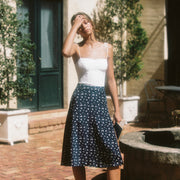 Women's Summer Floral Midi Silk Skirt|Azuriera