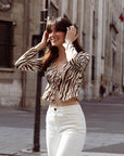 AZURIERA|Deni Zebra Silk Top