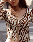 AZURIERA|Deni Zebra Silk Top