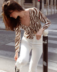 AZURIERA|Deni Zebra Silk Top