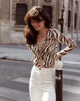 AZURIERA|Deni Zebra Silk Top