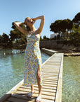 Hazel Floral Silk Midi Summer Dress|AZURIERA