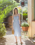 French Chic Floral Daisy Summer Midi Silk Dress|AZURIERA