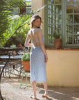 French Chic Floral Daisy Summer Midi Silk Dress|AZURIERA