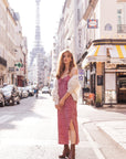 Women's Clothing Mila Pink Silk Floral Midi Dress|AZURIERA