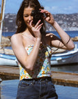 Chic Summer Floral Silk Top|AZURIERA