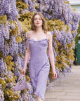 Violet Silk Floral Midi Dress|AZURIERA
