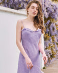 Violet Silk Floral Midi Dress|AZURIERA