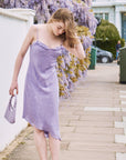 Violet Silk Floral Midi Dress|AZURIERA