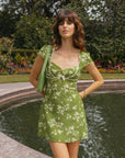 Gemma Green Floral Silk Dress | AZURIERA