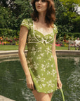 Gemma Green Floral Silk Dress | AZURIERA