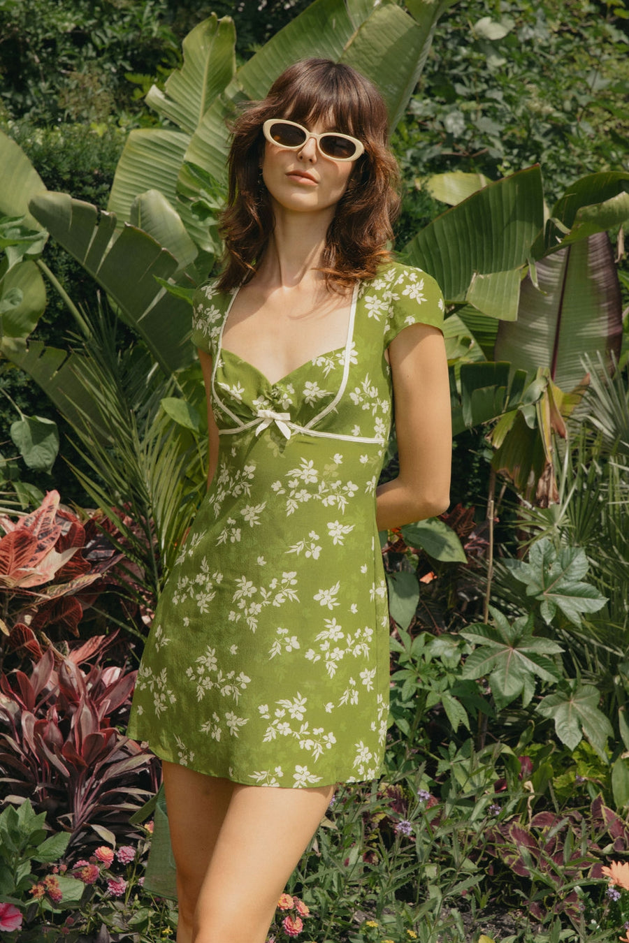 Gemma Green Floral Silk Dress | AZURIERA