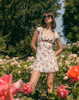 Rosa White Floral Silk Dress | AZURIERA