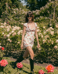 Rosa White Floral Silk Dress | AZURIERA