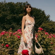 Rowan White Floral Silk Dress | AZURIERA