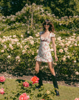 Rosa White Floral Silk Dress | AZURIERA