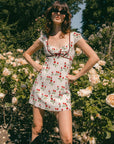 Rosa White Floral Silk Dress | AZURIERA