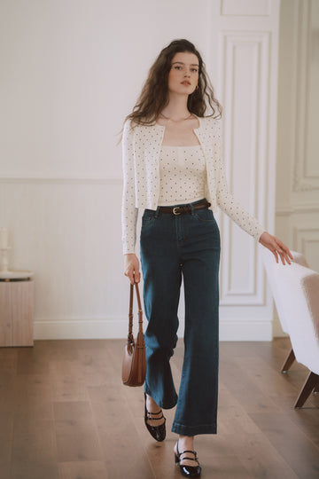 AZURIERA Nicole Knit Set – Polka Dot Cardigan and Camisole Duo