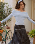 AZURIERA Anita Silk Skirt – Polka Dot Midi Skirt in 100% Mulberry Silk