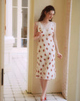AZURIERA Marie Silk Slip Dress with Floral Print & Lace Trim