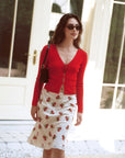 AZURIERA Susy Silk Skirt – Floral Polka Dot Bias Cut Lace Hem