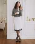 AZURIERA Fiona Knit Top – Ribbed Cardigan with Lace Trim