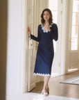 AZURIERA Naomi Silk Dress – Navy Polka Dot Lace Midi Silk Dress