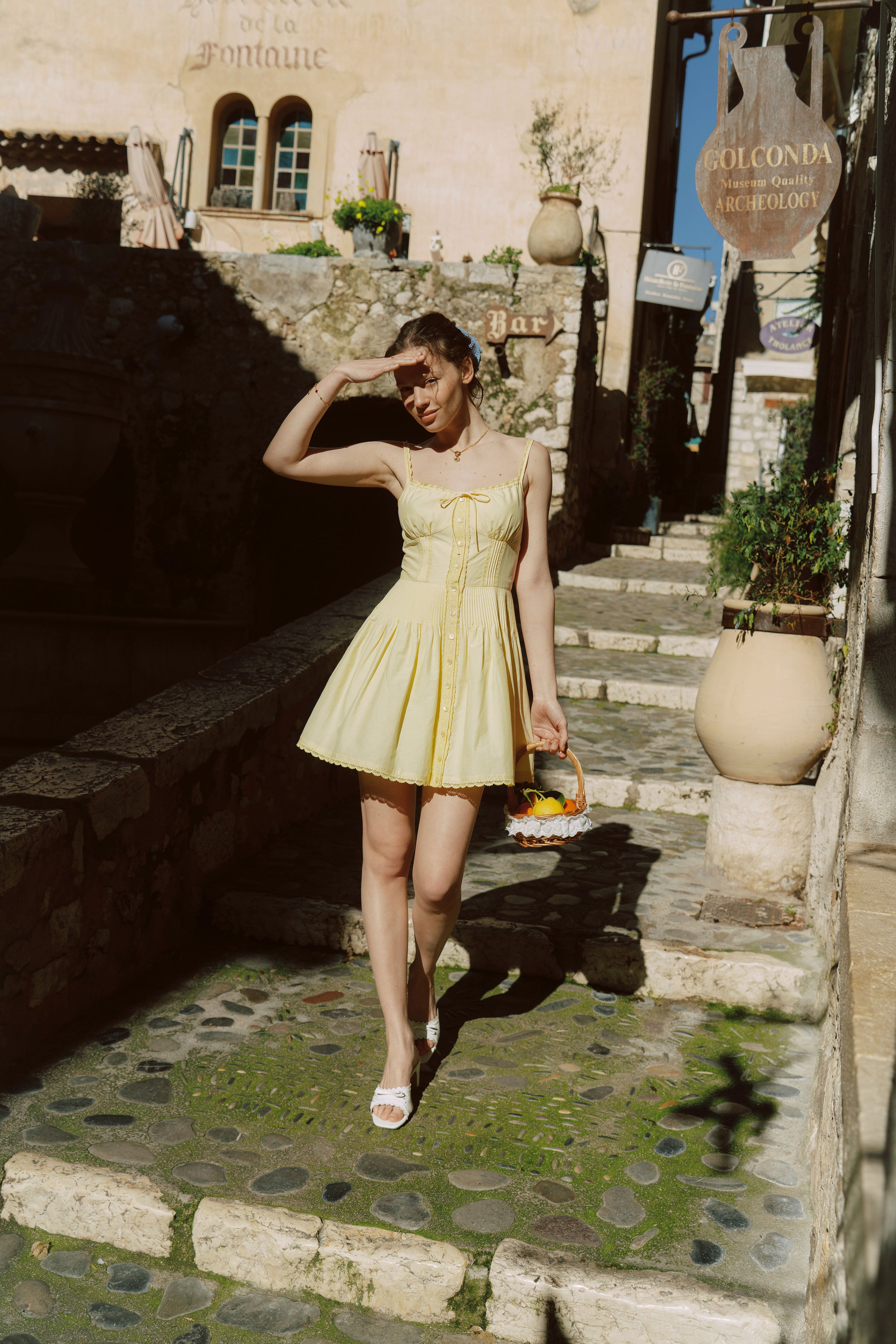 Amelia Silk Cotton Mini Dress｜AZURIERA