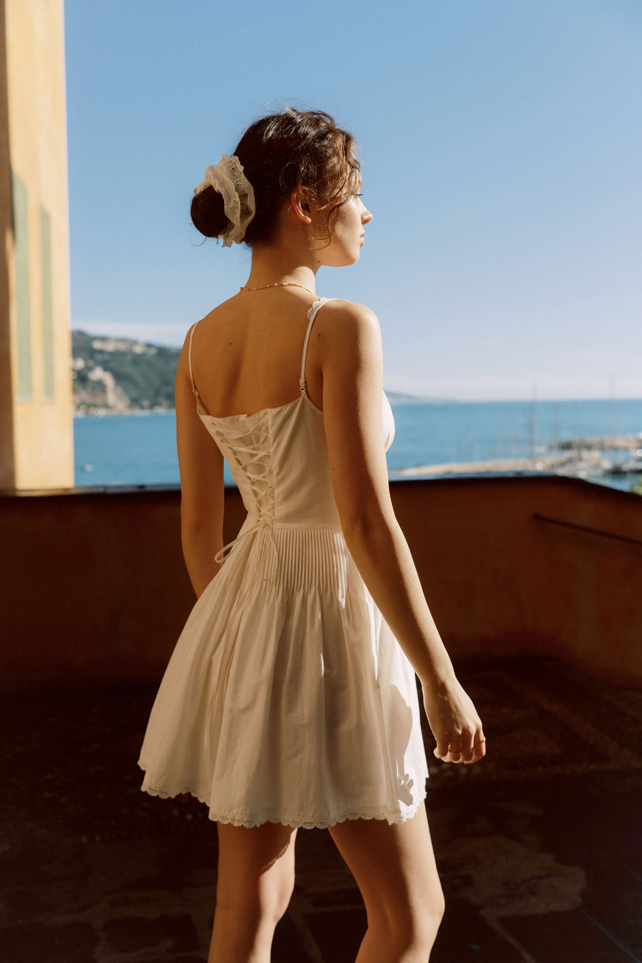 Amelia Silk Cotton Mini Dress｜AZURIERA