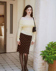 AZURIERA Cassie Silk Polka Dot Skirt – 100% Mulberry Silk Bias Cut