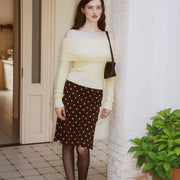 AZURIERA Cassie Silk Polka Dot Skirt – 100% Mulberry Silk Bias Cut