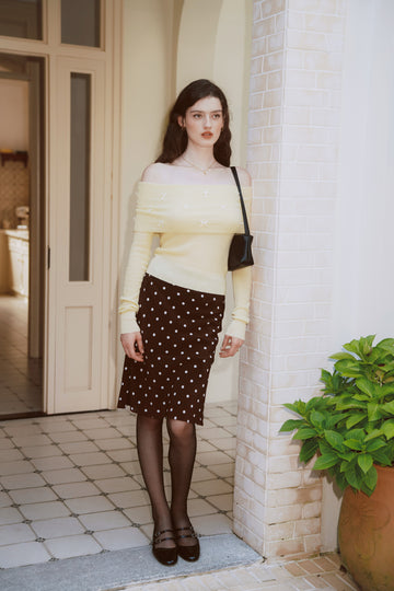 AZURIERA Cassie Silk Polka Dot Skirt – 100% Mulberry Silk Bias Cut