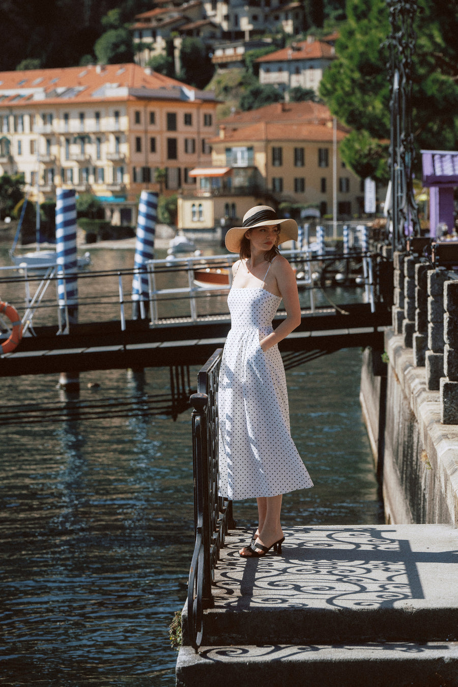 white silk polka dot dress Polka-dot silk midi dress in white - Alessandra Rich
