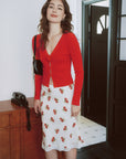 AZURIERA Susy Silk Skirt – Floral Polka Dot Bias Cut Lace Hem