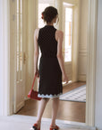 AZURIERA Marie Silk Dress – Polka Dot Midi Slip with Lace Hem