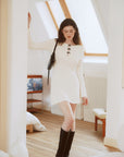AZURIERA Odessa Knit Dress – Cashmere Blend White A-Line Mini Dress
