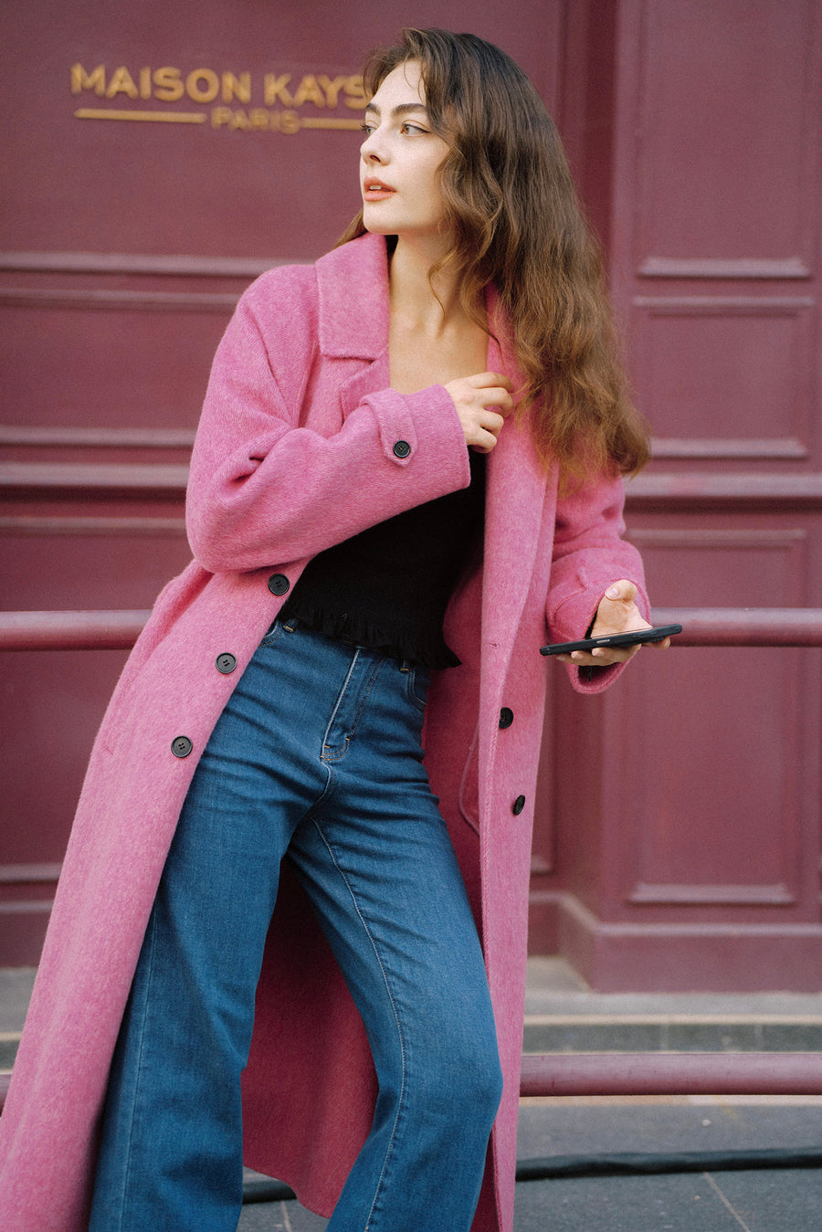 Leilani Pink Wool Coat｜AZURIERA