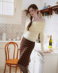 AZURIERA Cassie Silk Polka Dot Skirt – 100% Mulberry Silk Bias Cut