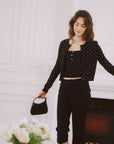 AZURIERA Nicole Knit Set – Polka Dot Cardigan and Camisole Duo