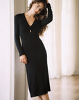 Livia Black Long-sleeved Dress｜AZURIERA