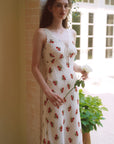 AZURIERA Marie Silk Slip Dress with Floral Print & Lace Trim