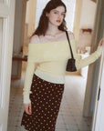 AZURIERA Lottie Knit Top – Off-Shoulder Wool Blend with Bow Details