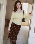 AZURIERA Cassie Silk Polka Dot Skirt – 100% Mulberry Silk Bias Cut