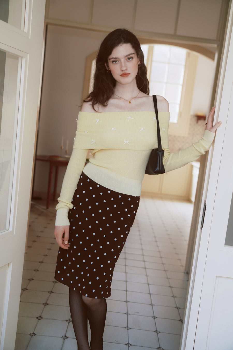 AZURIERA Cassie Silk Polka Dot Skirt – 100% Mulberry Silk Bias Cut